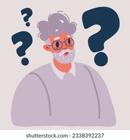 Cartoon vector illustration of man with question mark arround