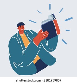 Cartoon vector illustration of man reading a book