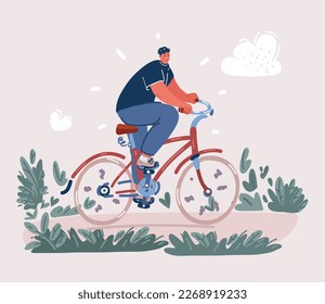 Cartoon vector illustration of Man riding a bicycle