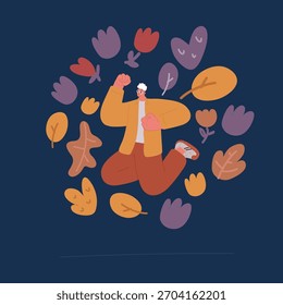 Ilustración vectorial de dibujos animados de hombre corriendo saltando en el aire