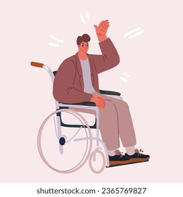 Dibujo vectorial del hombre sentado en una silla de ruedas