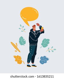 Ilustración vectorial de caricatura del hombre con burbuja de habla añada tu propio texto.