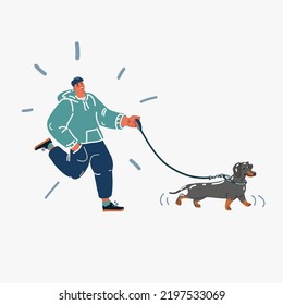 Cartoon, Vektorgrafik des Menschenlaufs mit Hund