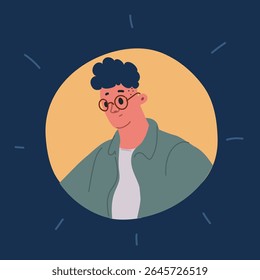 Cartoon vector illustration of mans icon over dark background