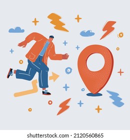 Cartoon vector illustration of Map Pin Location Direction Position.