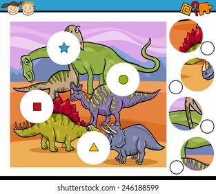 Cartoon Vector Illustration of Match the Pieces Education Game for Preschool Children