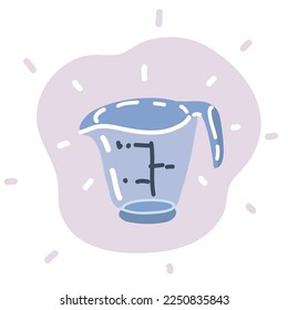 Ilustración vectorial de dibujos animados de utensilios de cocina de vidrio y taza de medición