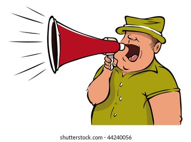 cartoon vector illustration megaphone man shouting