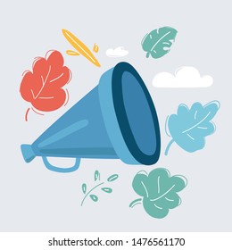 Cartoon vector illustration of megaphone on white background.