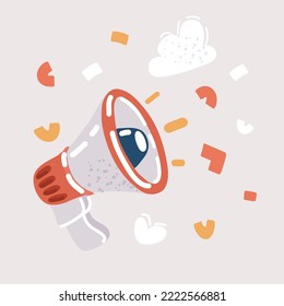 Cartoon vector illustration of megaphone or speacker icon. Tool for reaching out to people at events.