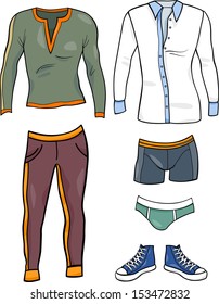 Cartoon Vector Illustration of Men Clothes Objects Set