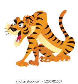 A cartoon vector illustration of a menacing tiger getting agitated.