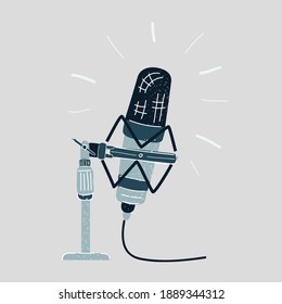 Cartoon vector illustration of microphone on a white background