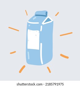 Cartoon vector illustration of Milk pack white box template for dairy product