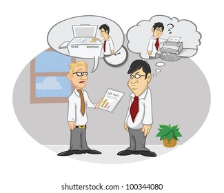 cartoon vector illustration of a miscommunication
