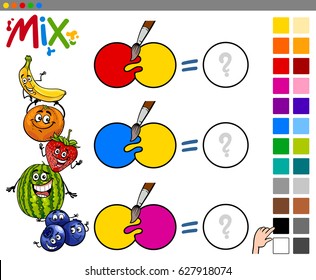 Cartoon Vector Illustration of Mixing Colors Educational Game for Preschool Children