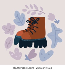 Cartoon vector illustration of Modern hiking or tracking boots