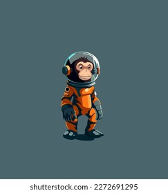 Cartoon vector illustration of a monkey in a spacesuit