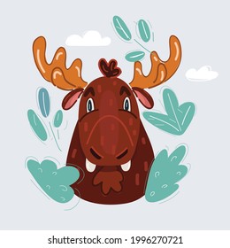 Cartoon vector illustration of Moose face