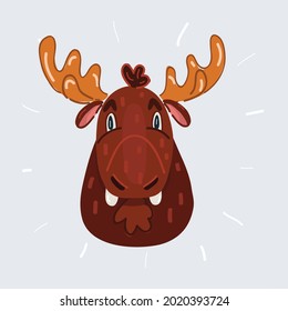 Cartoon vector illustration of moose head isolated on white background