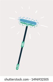 Cartoon vector illustration of Mop on white background. Mopping mop icon on white backgorund.