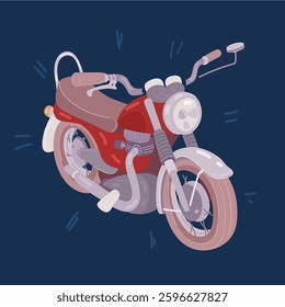 Cartoon vector illustration of motorbike over dark background