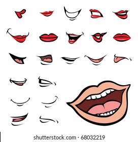 cartoon vector illustration of a mouths collection