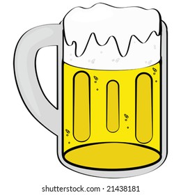 Cartoon vector illustration of a mug filled with beer