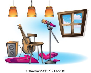 cartoon vector illustration music instruments objects with separated layers in 2d graphic
