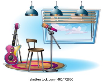 cartoon vector illustration music instruments objects with separated layers in 2d graphic