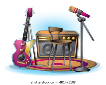 cartoon vector illustration music instruments objects with separated layers in 2d graphic