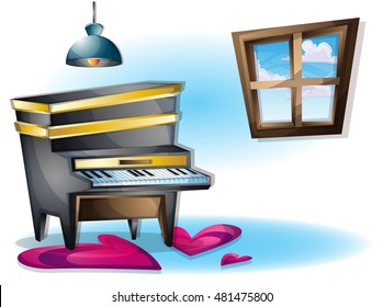 cartoon vector illustration music instruments objects with separated layers in 2d graphic