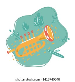 Cartoon vector illustration of music trumpet icon.