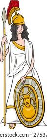 Cartoon Vector Illustration of Mythological Greek Goddess Athena