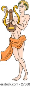 Cartoon Vector Illustration of Mythological Greek God Apollo