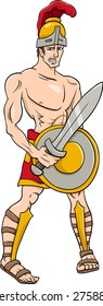 Cartoon Vector Illustration of Mythological Greek God Ares