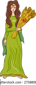 Cartoon Vector Illustration of Mythological Greek Goddess Demeter