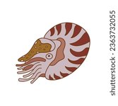Cartoon Vector illustration nautilus icon Isolated on White Background