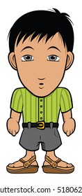 cartoon vector illustration nerd Asian