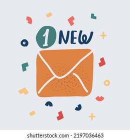 Cartoon Vector Illustration New Notification Email Stock Vector ...