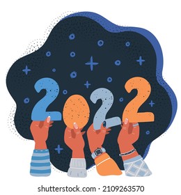 Ilustración vectorial de dibujos animados del concepto de fiesta de Año Nuevo 2022.