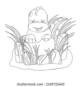 Cartoon vector illustration newborn dinosaur. Jurassic world dinosaur coloring page.