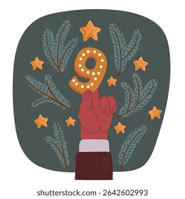 Ilustração vetorial de desenho animado de nove números de gengibre