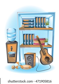 cartoon vector illustration office Cabinet object with separated layers