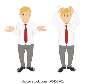 cartoon vector illustration of an office guy stressed