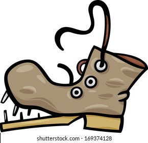 Cartoon Vector Illustration of Old Shoe or Boot Clip Art