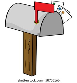 Ilustración vectorial de dibujos animados de un buzón de estilo antiguo