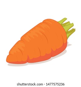 Cartoon vector illustration of one carrot isolated on white background. Good for vegetarian and healthy life concept. Great for ingredient label or recipe.