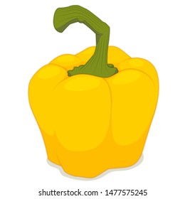 Cartoon vector illustration of one yellow bell pepper isolated on white background. Good for vegetarian and healthy life concept. Great for ingredient label or recipe.