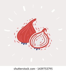 Cartoon vector illustration of Onion icon on white background.